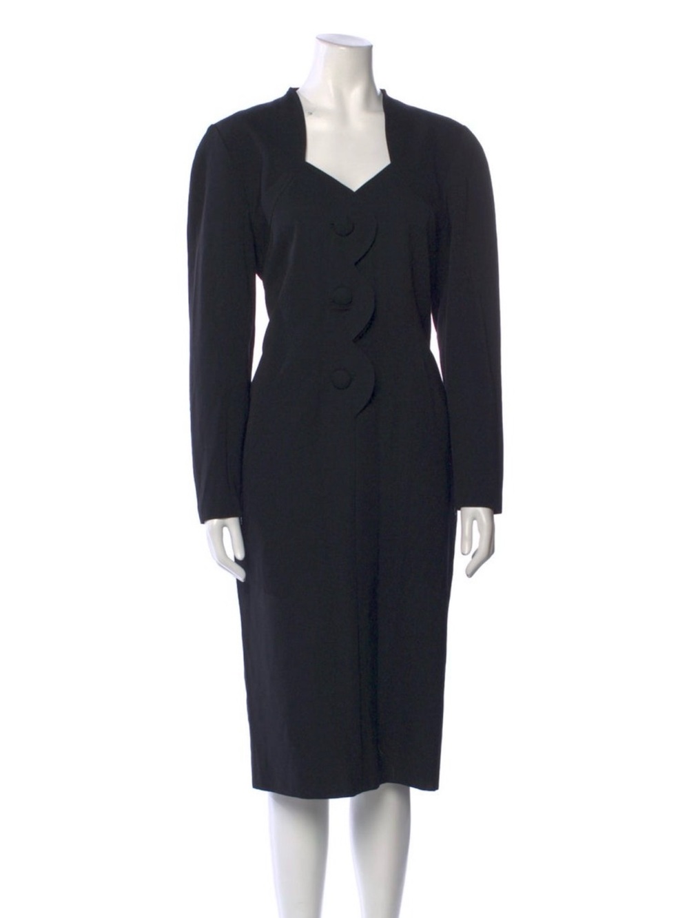 Guy Laroche Black Long-Sleeve Sculpted Sheath Dress